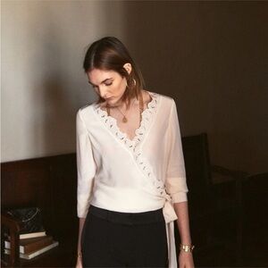 NWT Sezane Elina Silk Blouse in Nude Size 38 / 6